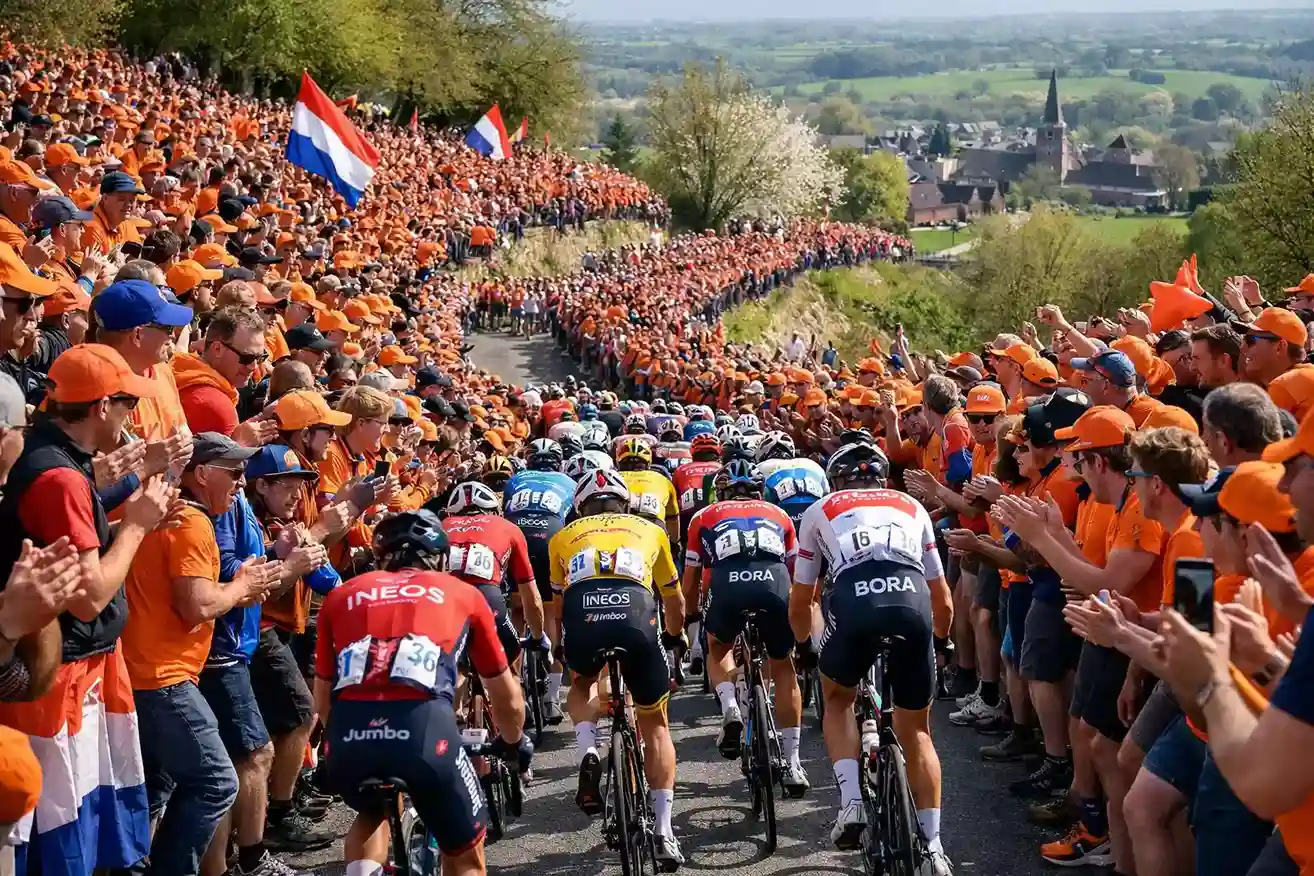 Wielrenners op de Cauberg tijdens Amstel Gold Race