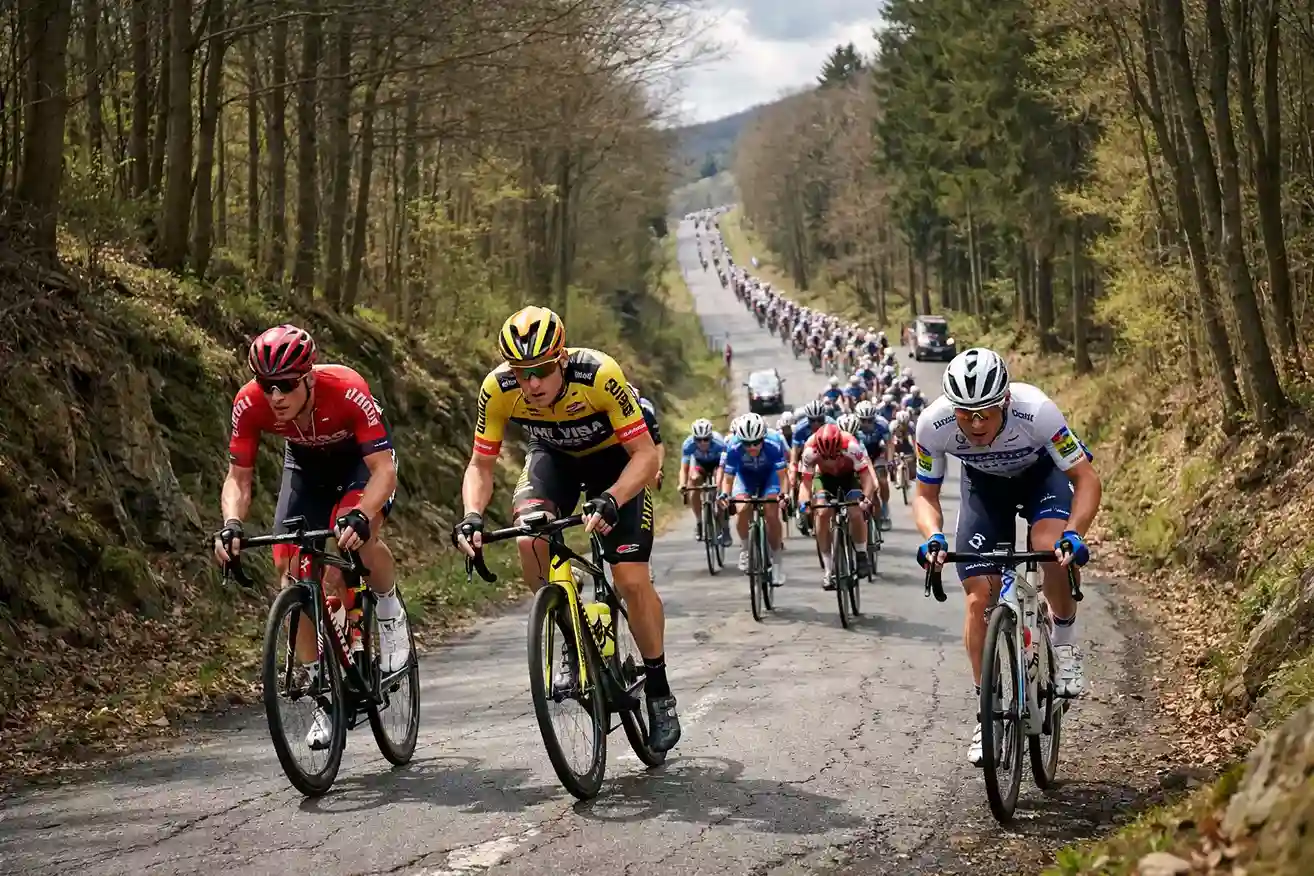 Wielrenners op steile Ardense helling