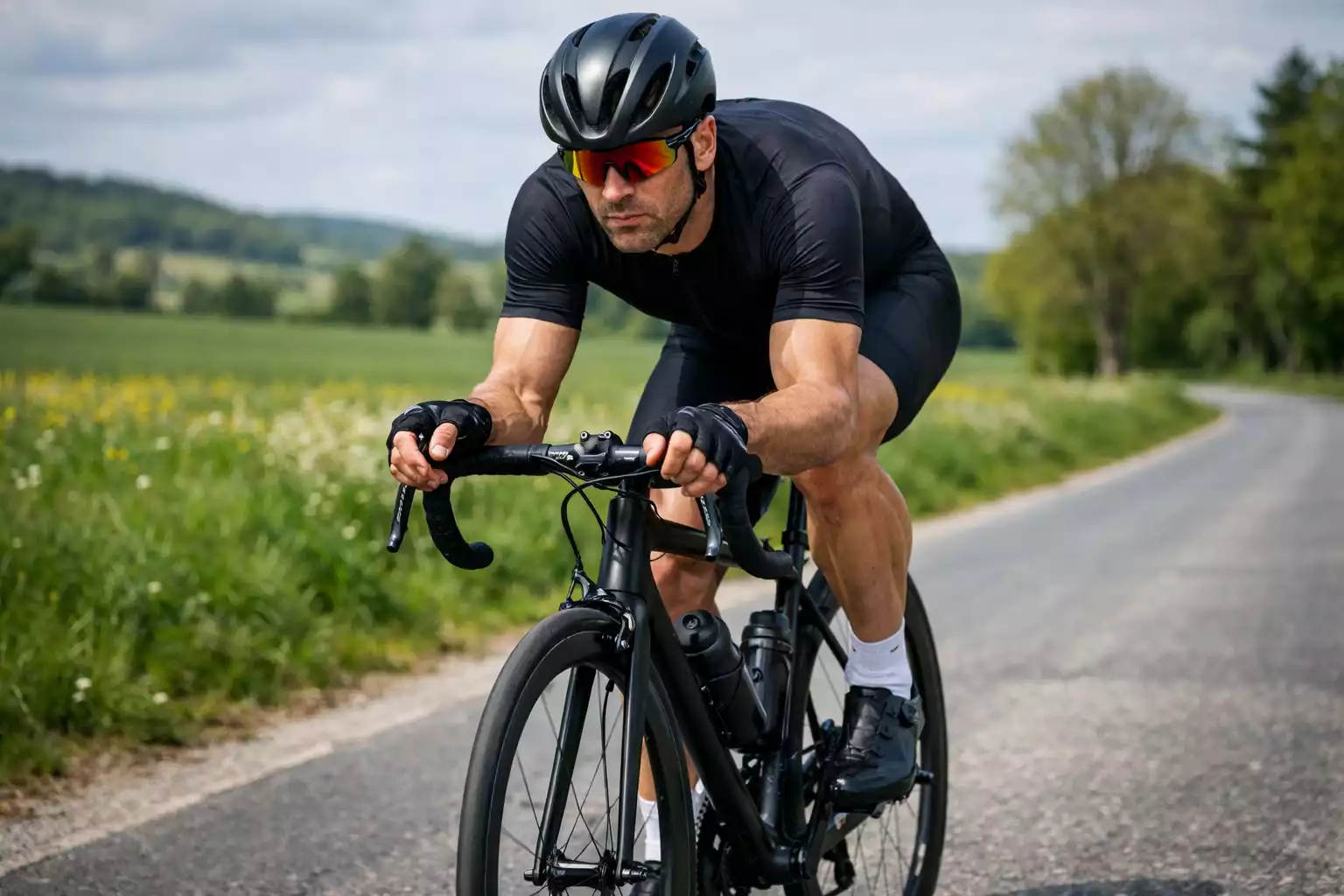 Wielrenner tijdens intensieve training