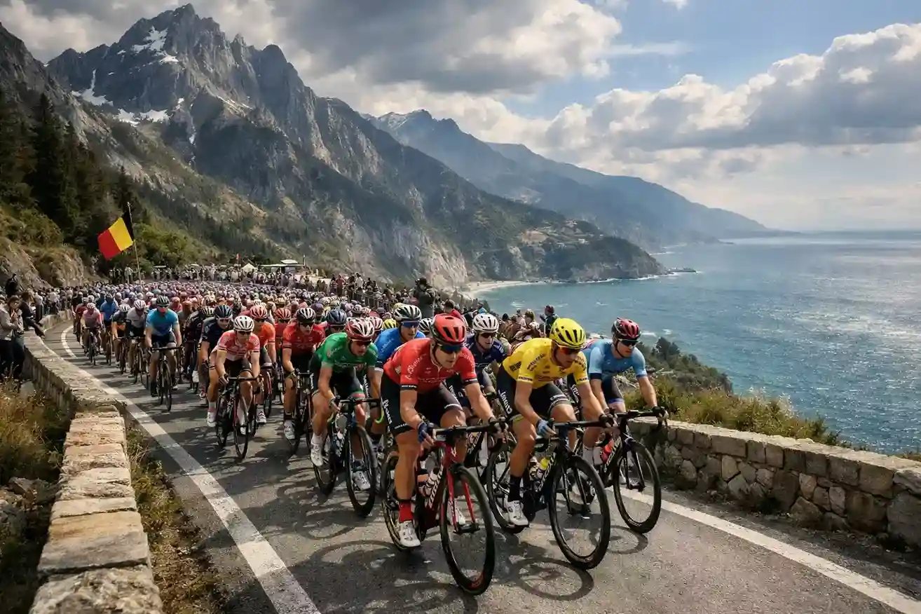 Wielrenners tijdens prestigieuze monumentenkoers