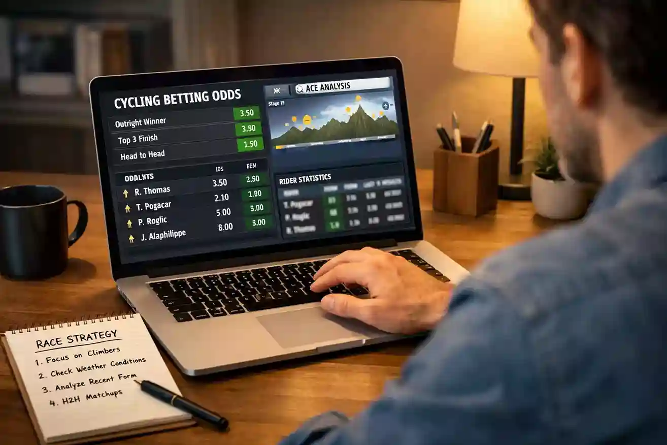 Analyse van wielerweddenschappen op laptop